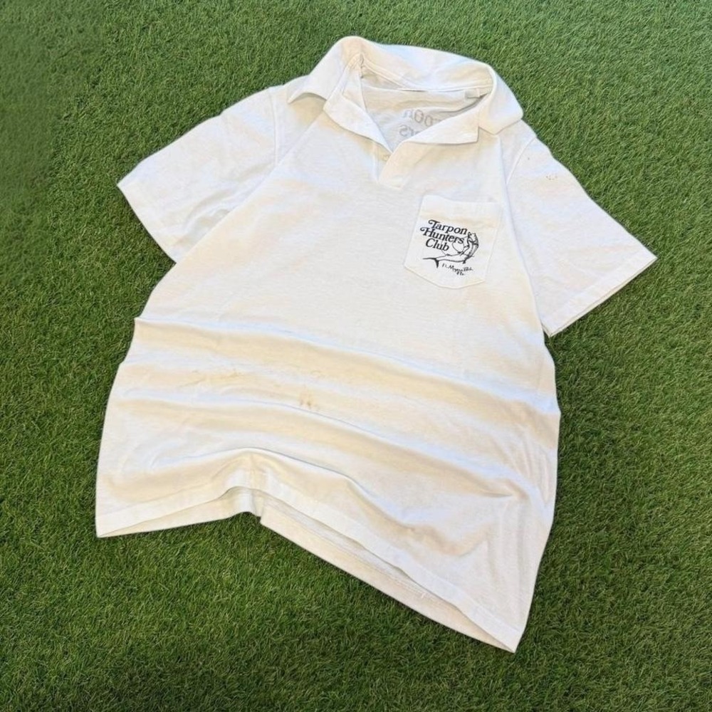 Vintage White Tarpon Hunters Club polo shirt large